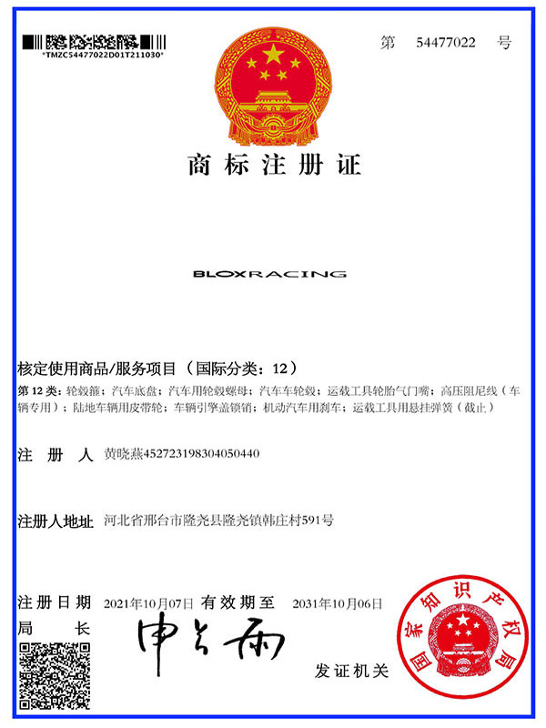 Trademark Registration Certificate
